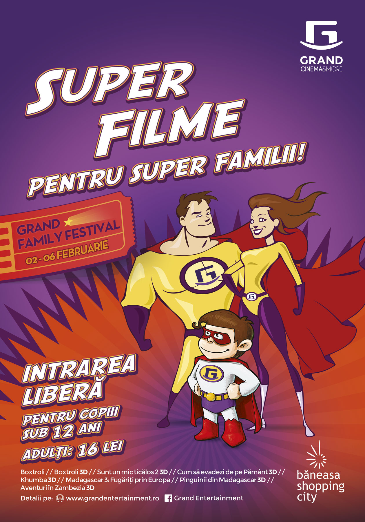 Grand Family Festival propune distractie pentru intreaga familie la Grand Cinema & More, intre 2-6 februarie