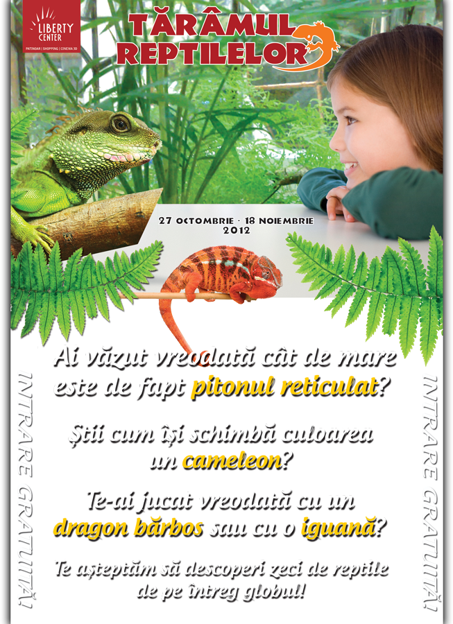 Expozitie de reptile vii la Liberty Center intre 27 octombrie si 18 noiembrie