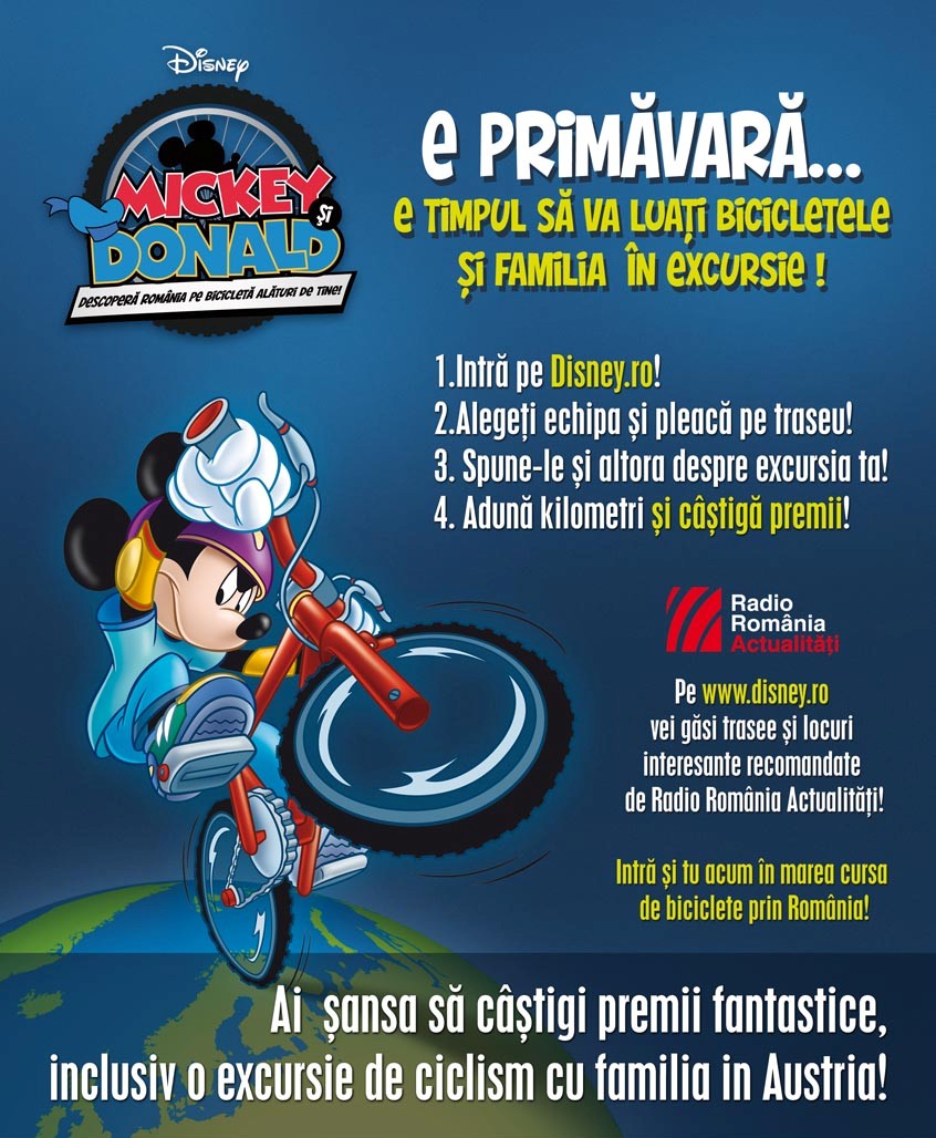 Descopera Romania pe bicicleta impreuna cu Mickey si Donald