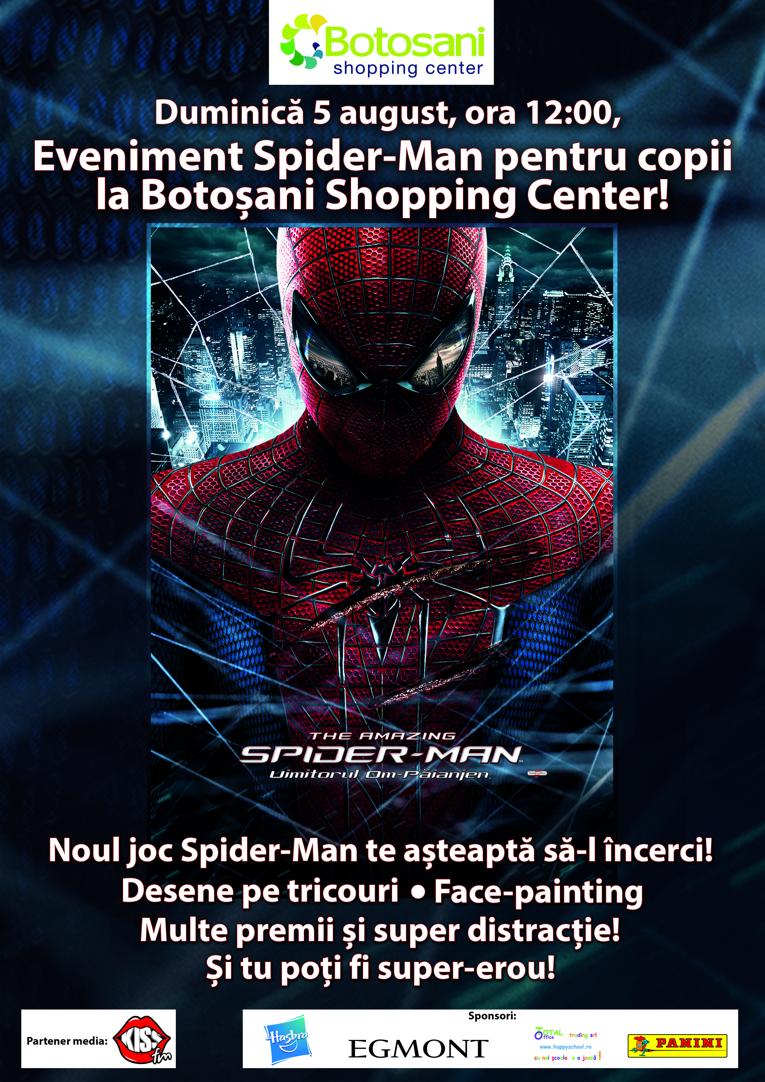 In weekend, eveniment Spider-MAN pentru copiii din Botosani la Botosani Shopping Center