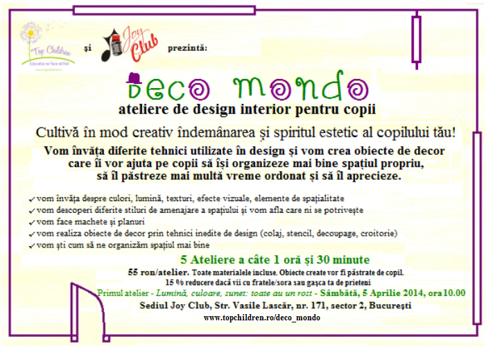 Deco Mondo: ateliere de design interior pentru copii 
