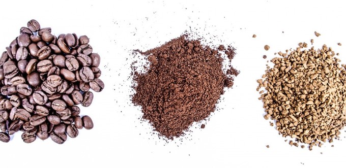 Boabe de cafea, cafea macinata, cafea solubila