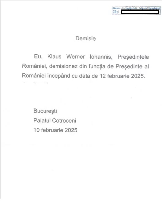 Documentul cu demisia