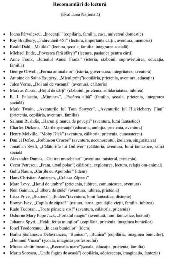 Recomandari de lectura Recomandari de lectura